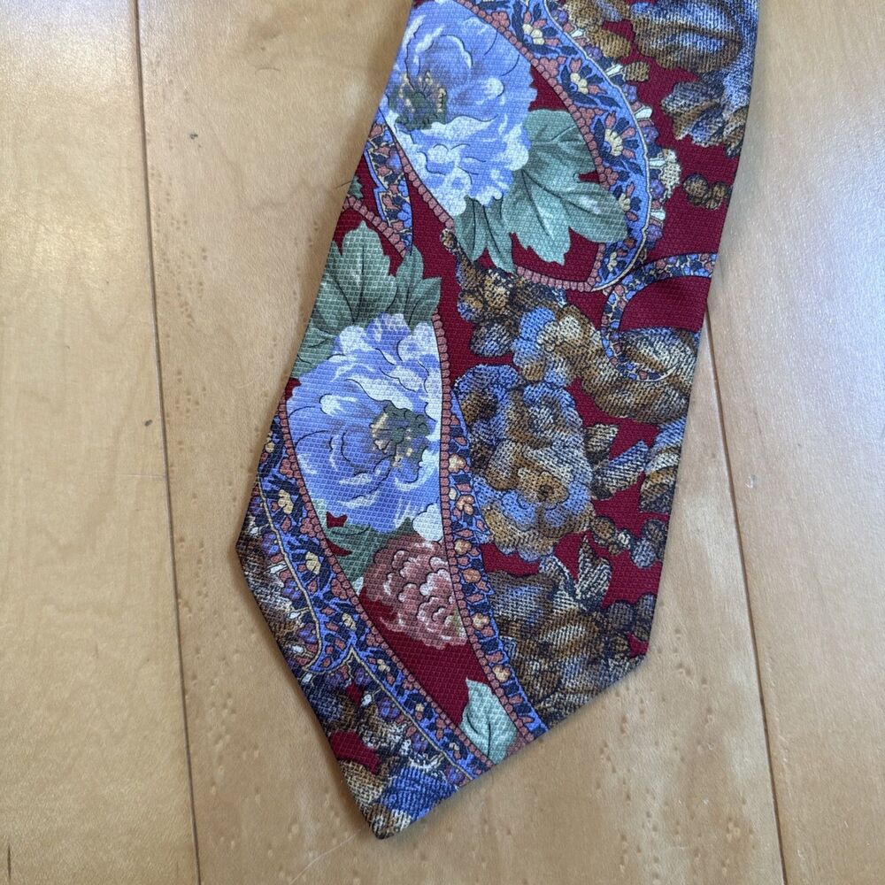 ELIZABETH NELL 100% SILK TIE FLORAL VINTAGE MULTICOLORED